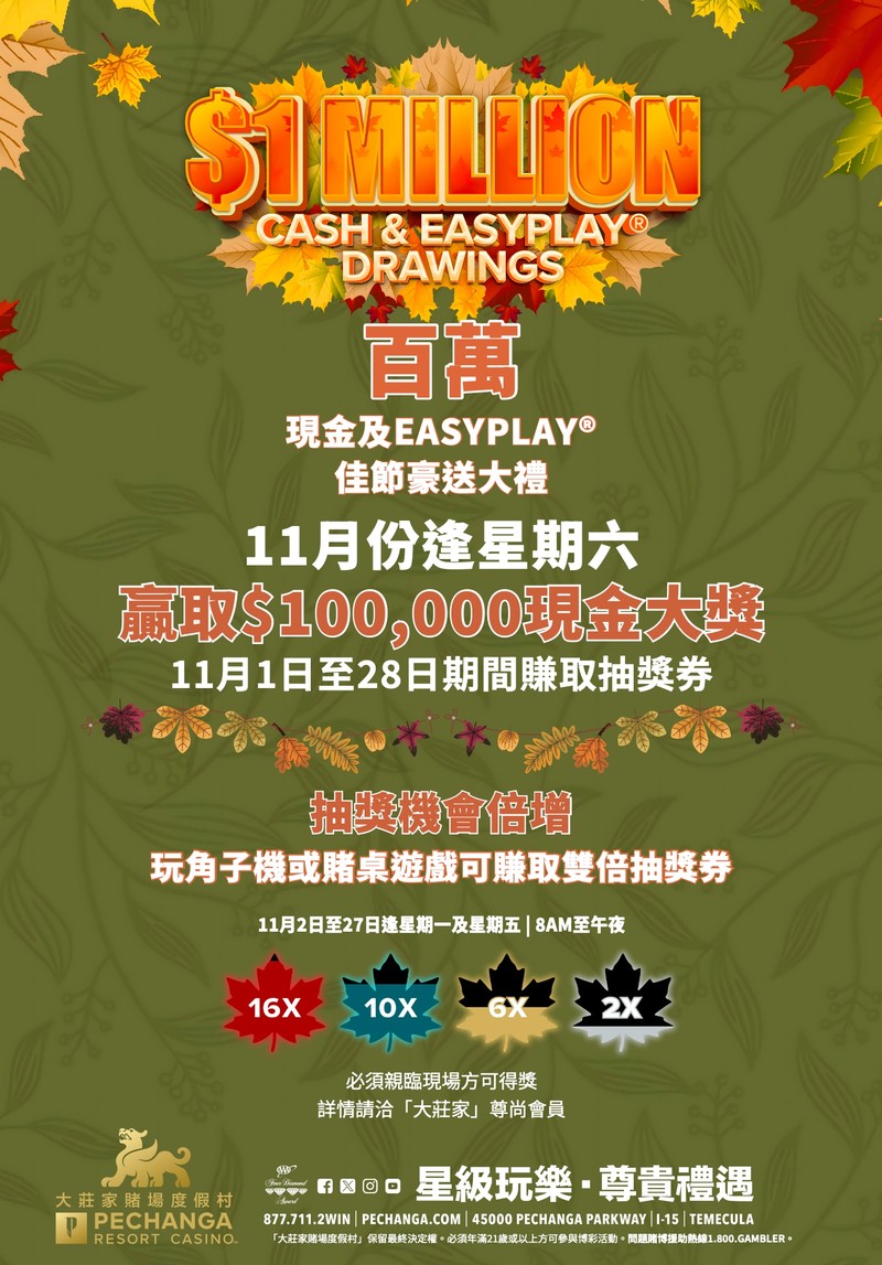 大莊家賭場度假村 百萬現金抽獎